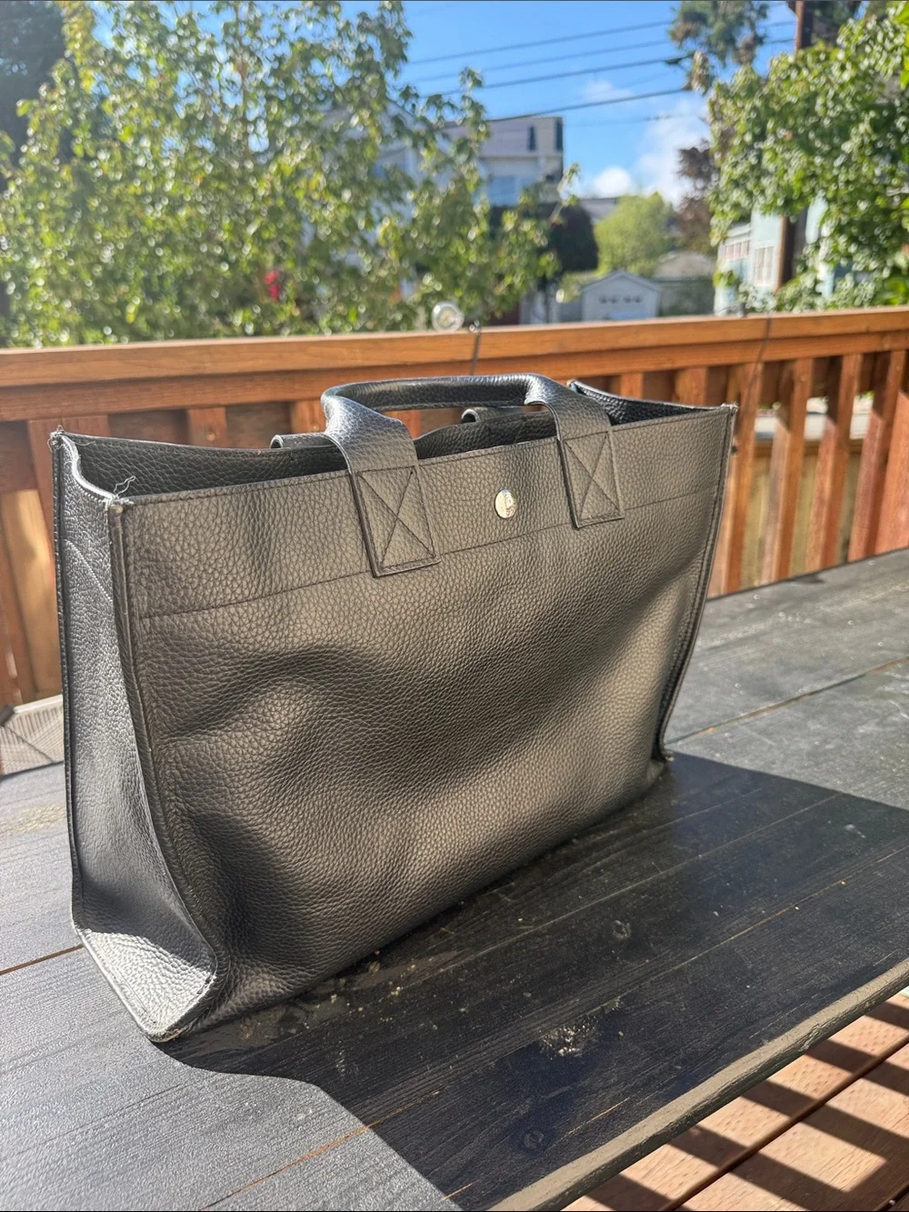 Hermes Black Pebbled Leather Tote Briefcase - vintage early 2000s.